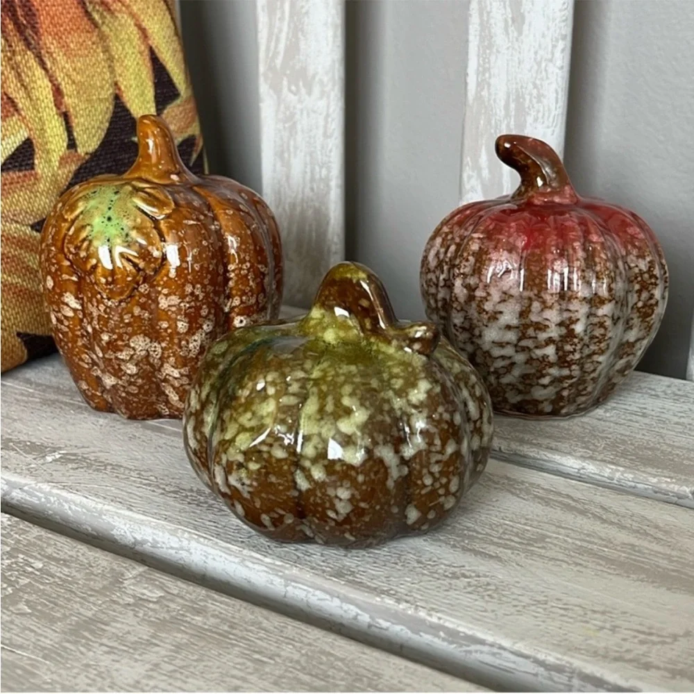 Fall Ceramic Pumpkin Decor Set - 3pc  🍃🆕🍃